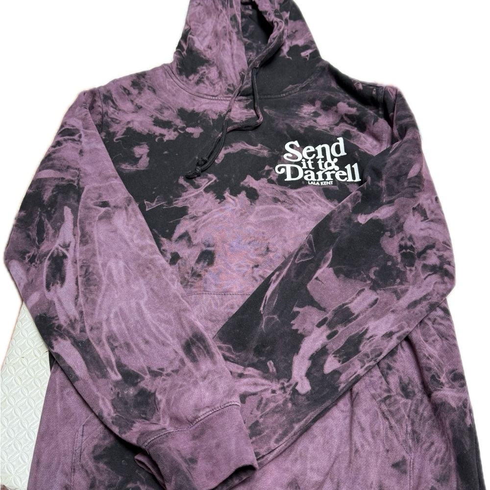 “Send it to Darrell” Purple/Black Tie Dye Hoodie | Small | Give Them Lala | VPR
